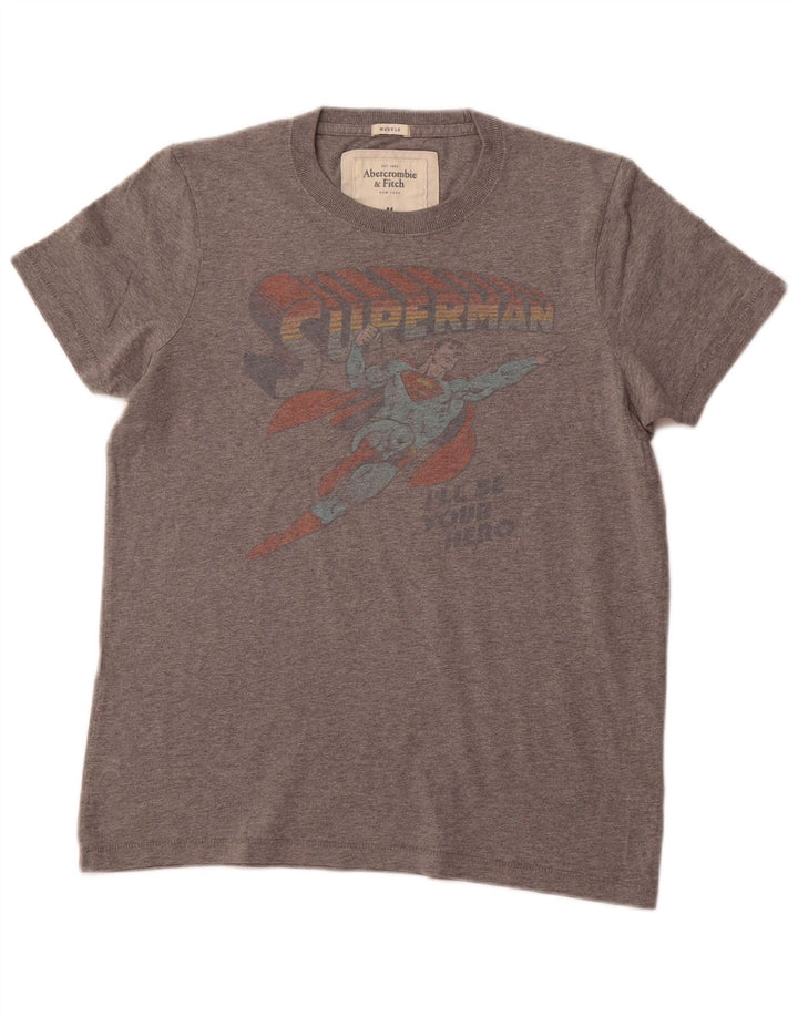 ABERCROMBIE & FITCH Tricou cu grafic muscular pentru bărbați Top din bumbac gri mediu