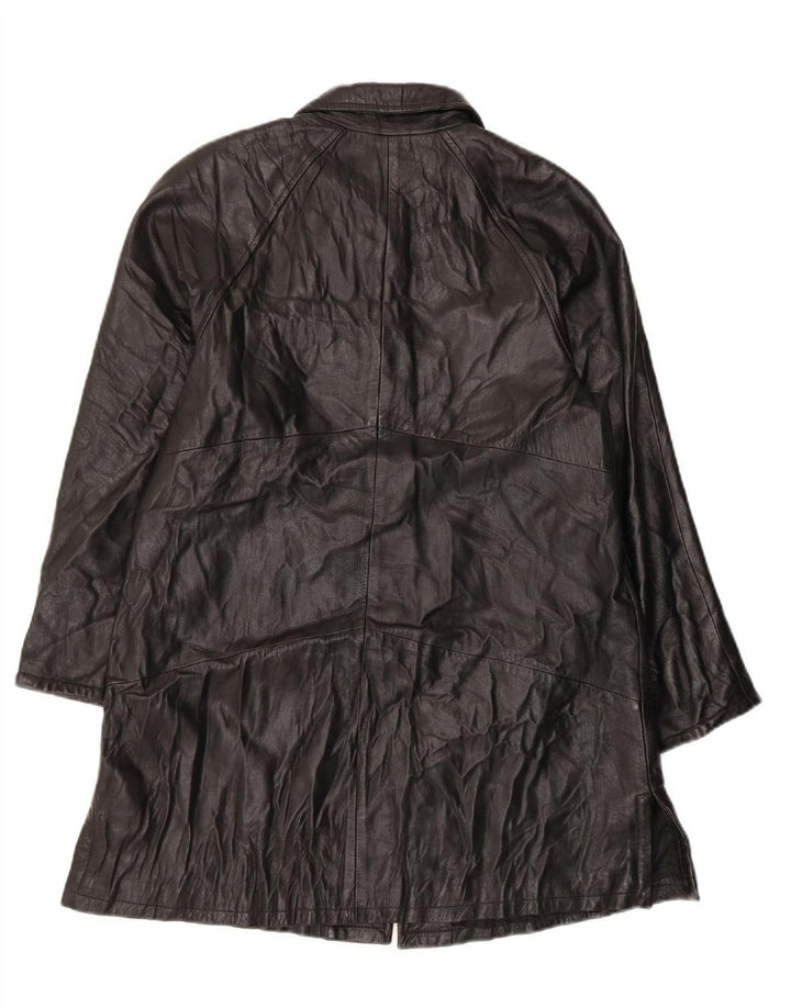 DOUGLAS Womens Leather Coat IT 44 Medium Black Leather