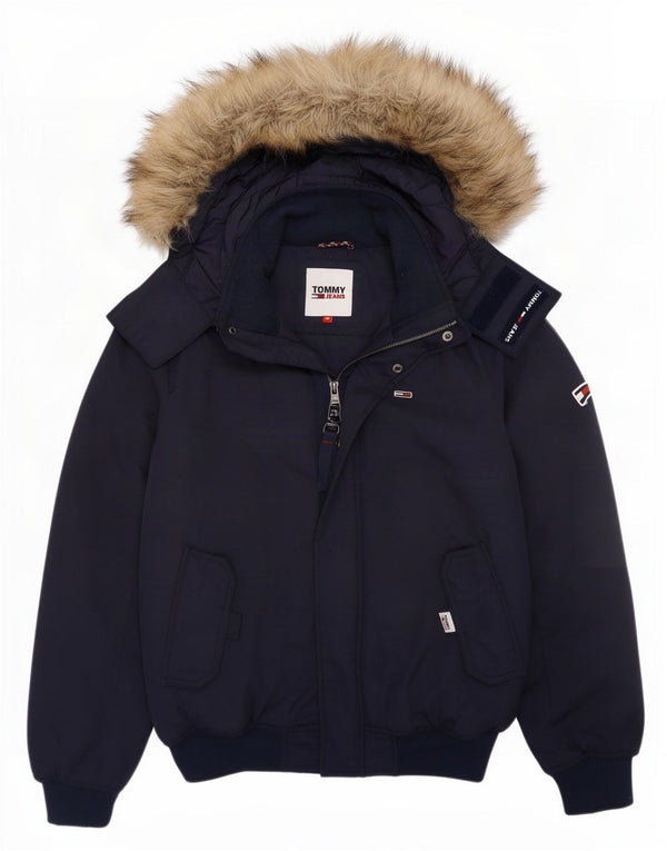 Jachetă căptușită cu glugă pentru bărbați Tommy Hilfiger UK 34 XS Poliester bleumarin