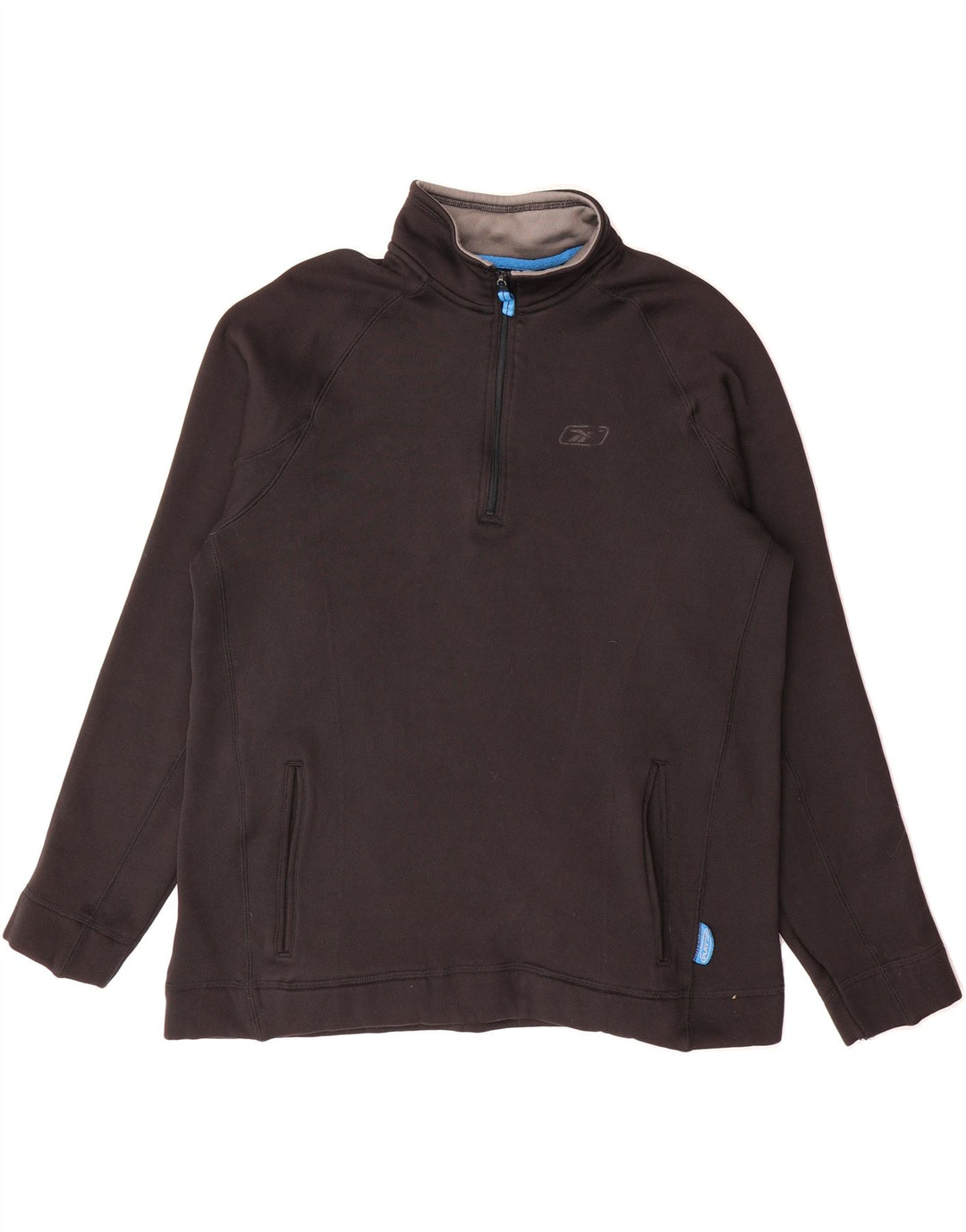 REEBOK Mens Zip Neck Sweatshirt Jumper Medium Black Vintage Reebok and Second-Hand Reebok from Messina Hembry 