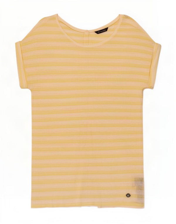 Bluză cămașă cu mânecă scurtă pentru femei Massimo Dutti UK 18 XL cu dungi galbene