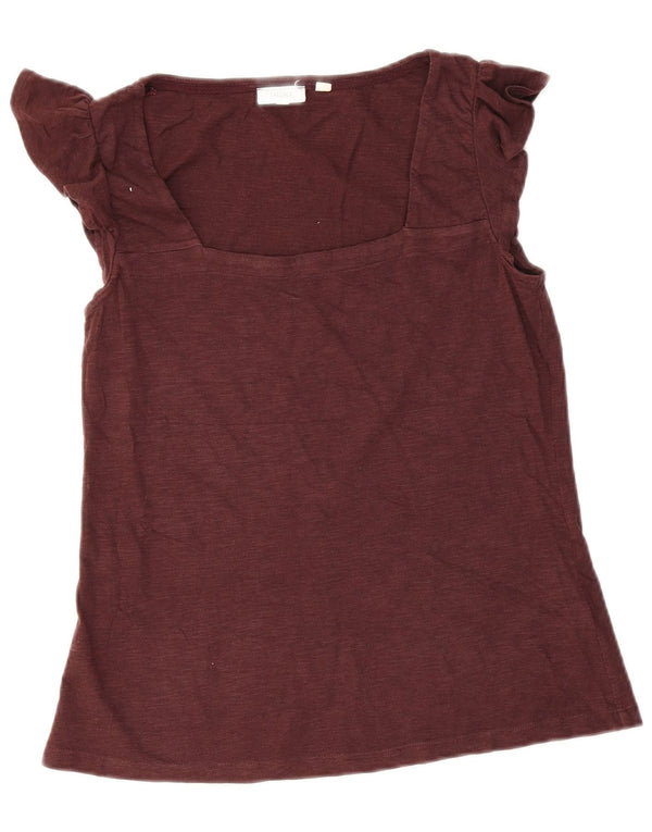 Fat Face Bluză Femei Top UK 10 Small Burgundy Bumbac
