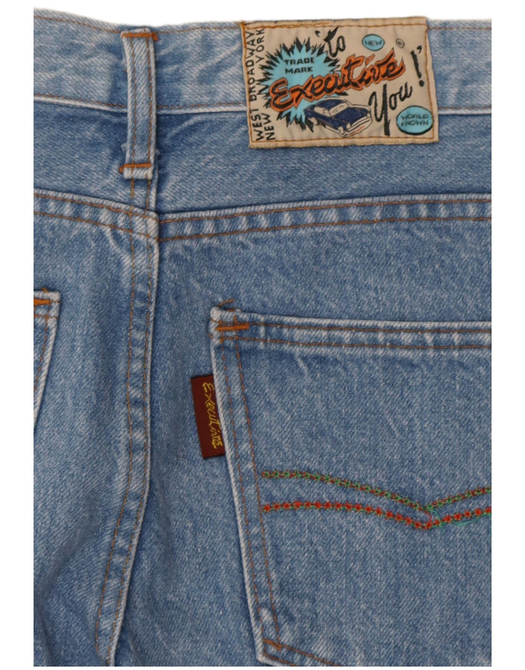 Blugi crop tapered vintage pentru femei W28 L25 albastru