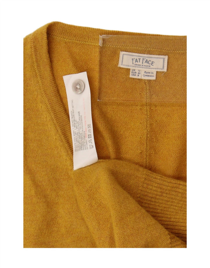 Pulover cardigan pentru femei Fat Face UK 12 Lână galbenă medie