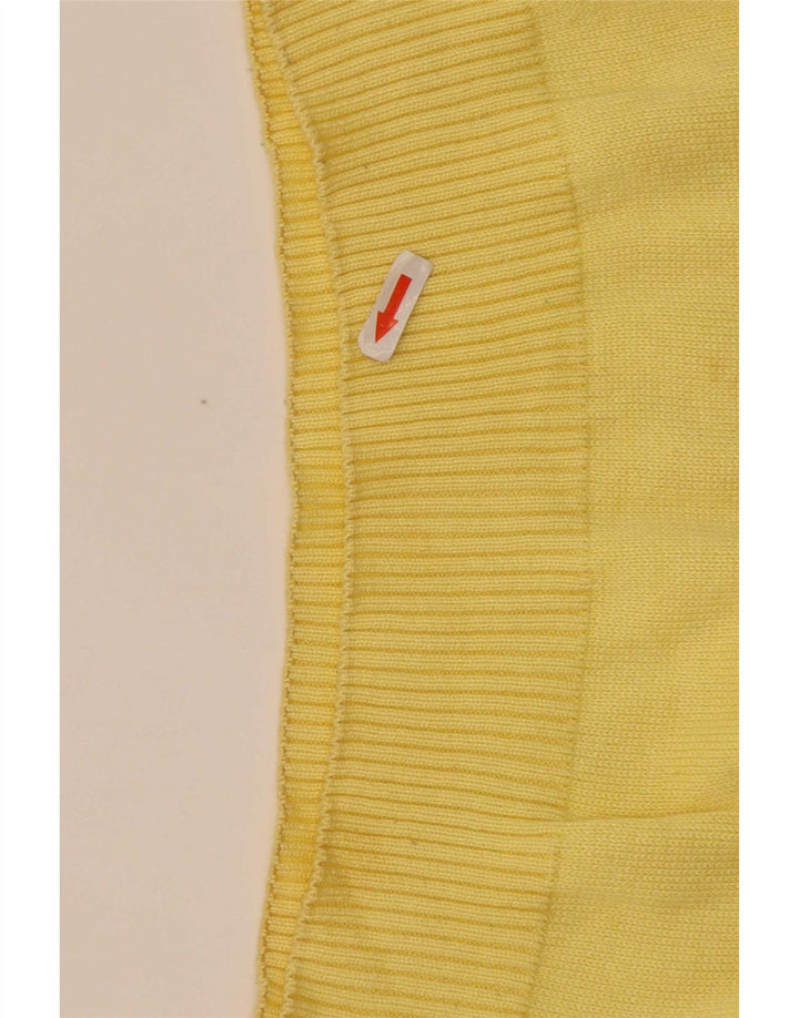 Pulover Vintage pentru bărbați, cu gât, cu nasturi, din bumbac color-block galben mediu