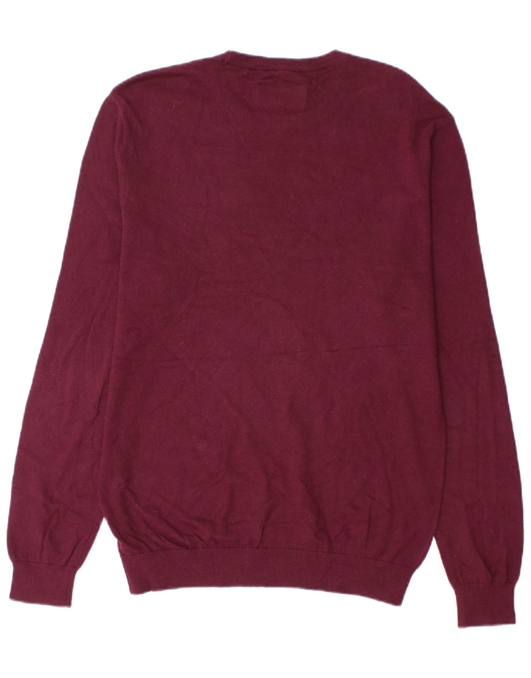 Pulover Jack Wills pentru bărbați cu gât roșu, bumbac mediu burgundă