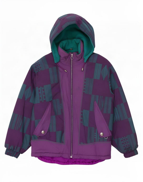 Jachetă de schi pentru femei Dubin, cu glugă, cu tăiere lentă, IT 42 Medium Purple Geometric
