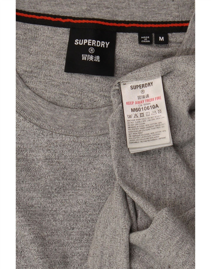 SUPERDRY Top grafic pentru bărbați cu mânecă lungă, gri mediu, bumbac cu pete