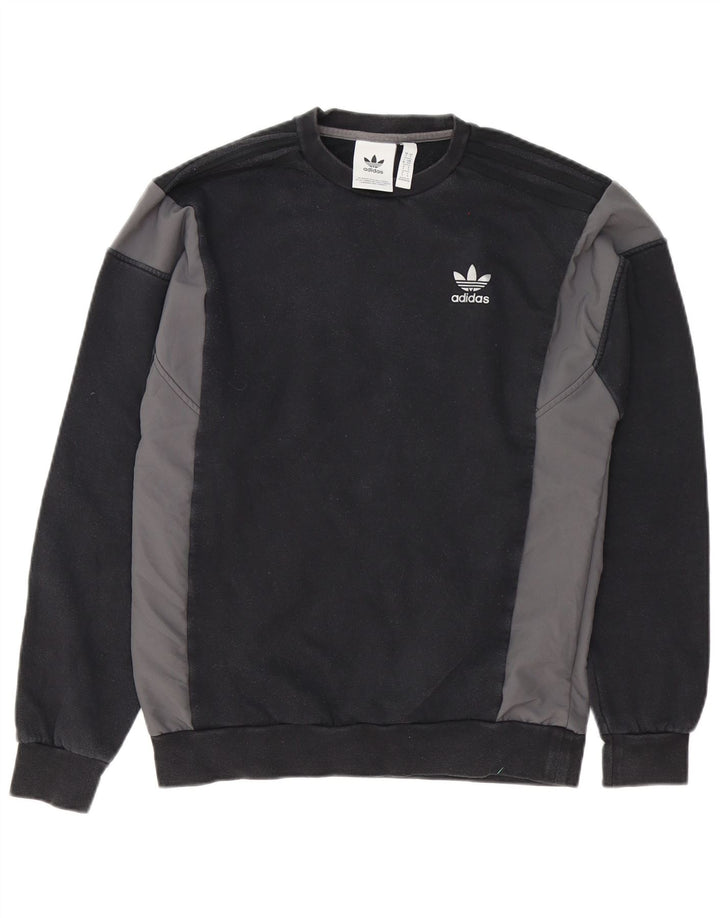 Hanorac pentru bărbați Adidas Jumper mic, negru, color block, bumbac