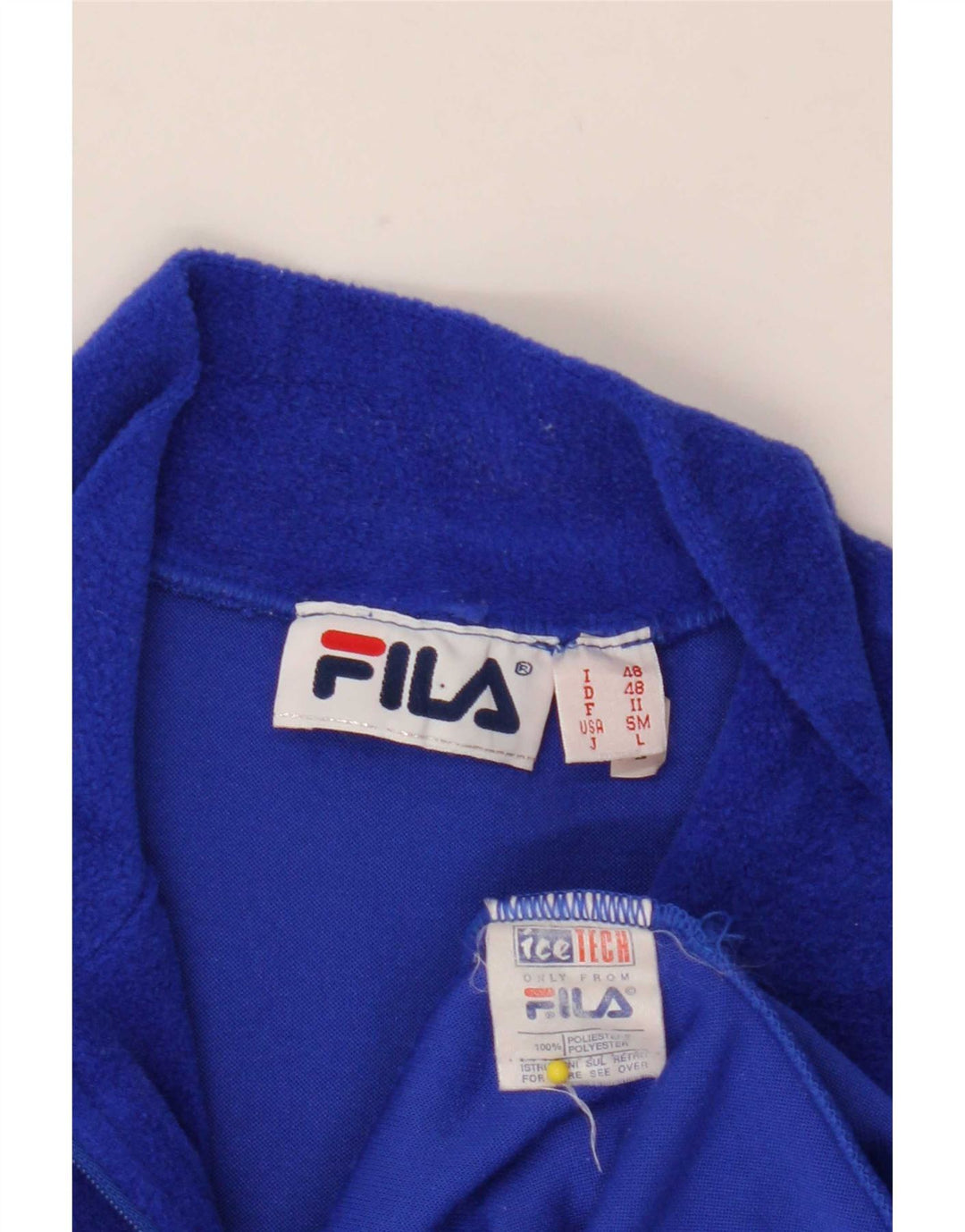 Pulover Fila pentru bărbați, cu fermoar și gât, din lână, IT 48, poliester albastru mediu
