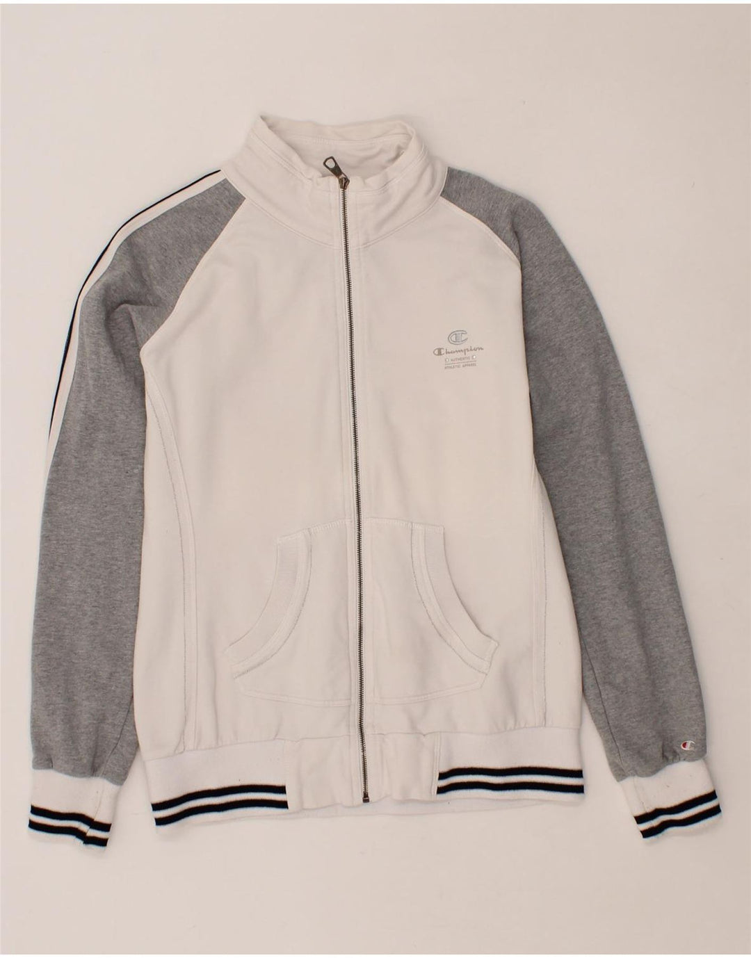 CHAMPION Womens Tracksuit Top Jacket UK 14 Medium White Colourblock Vintage Champion and Second-Hand Champion from Messina Hembry 