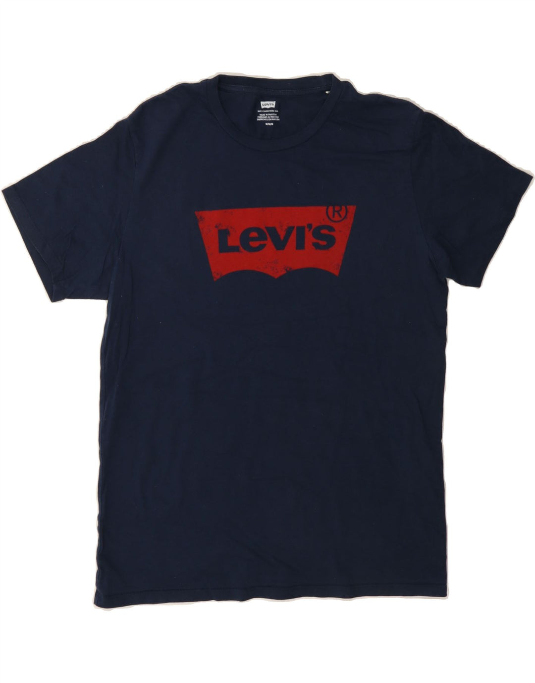 LEVI'S Mens Graphic T-Shirt Top Medium Navy Blue Cotton Vintage Levi's and Second-Hand Levi's from Messina Hembry 