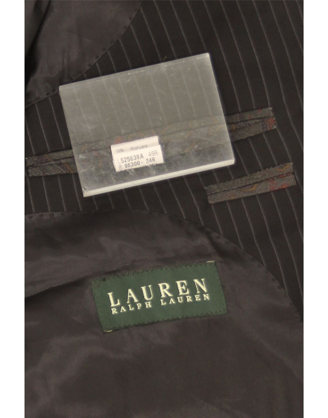 Jachetă pentru bărbați Ralph Lauren cu 2 nasturi UK 46 2XL Lână neagră cu dungi