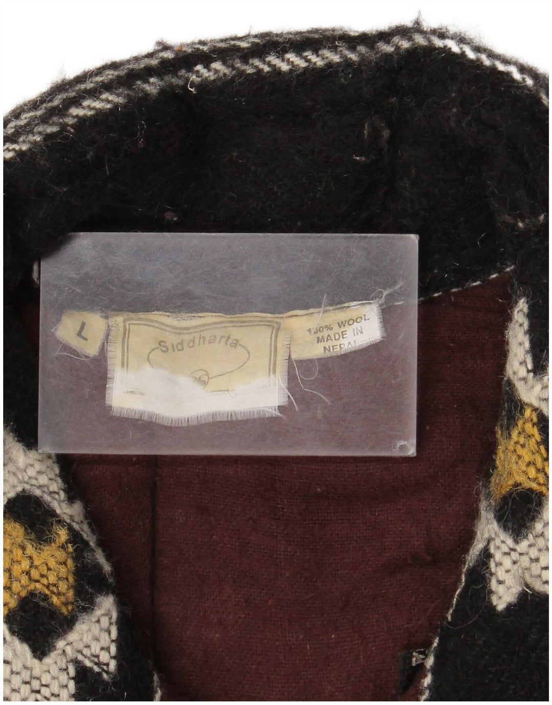Vintage Mens Duffle Coat UK 40 Large Multicoloured Geometric Wool