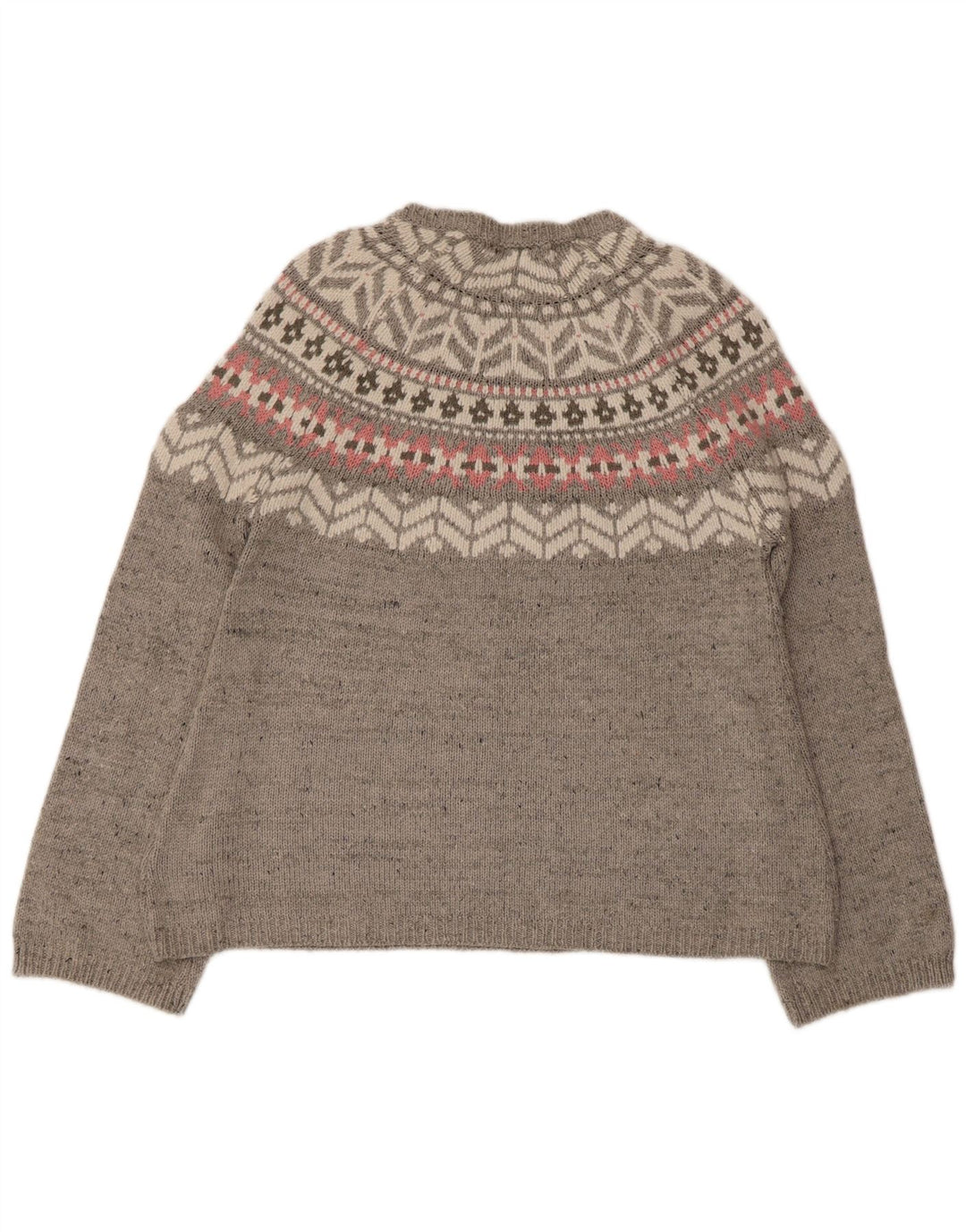 Pulover pentru femei Marks & Spencer cu gât de barcă UK 12 Medium Gri Fair Isle