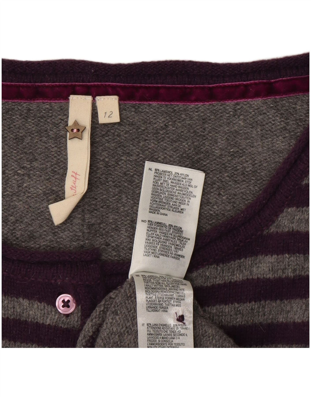 Pulover cardigan pentru femei White Stuff UK 12 Lână cu dungi gri medii