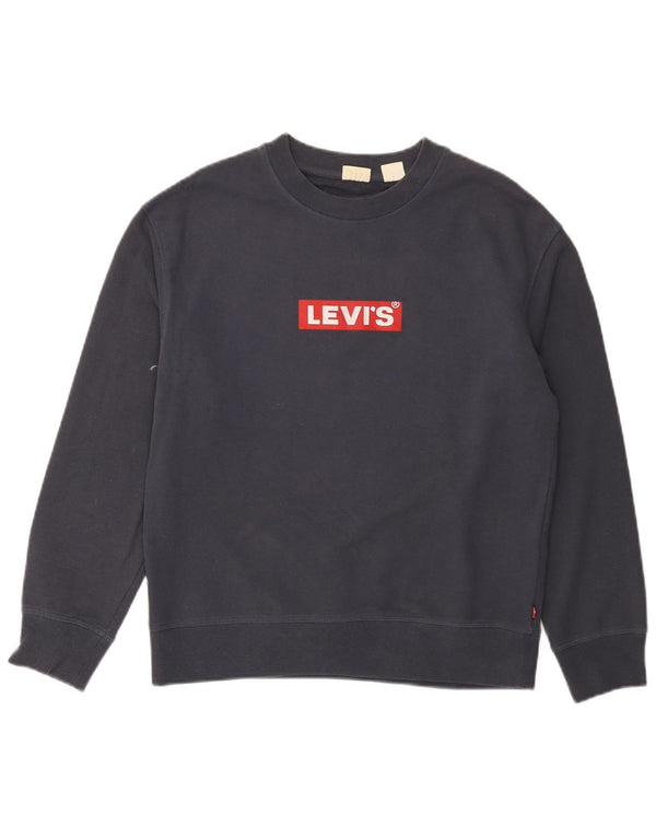 Pulover Levi's pentru damă cu grafică, UK 14, bumbac, albastru bleumarin mediu
