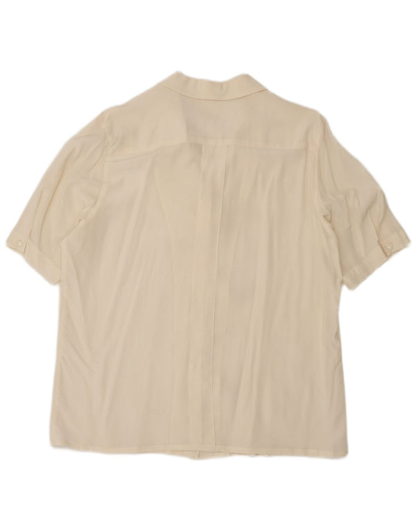 Bluză cămașă cu mânecă scurtă pentru femei vintage UK 18 XL alb