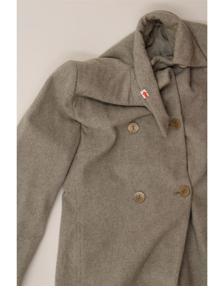 SISLEY Womens Double Breasted Coat IT 42 Medium Grey Wool Vintage Sisley and Second-Hand Sisley from Messina Hembry 