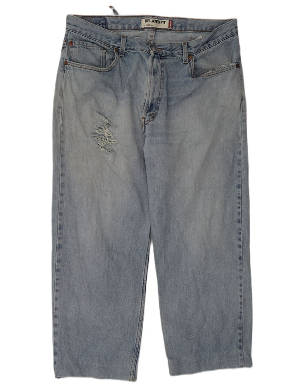 Blugi tăiați pentru bărbați Levi's 550 distressed relaxed fit W38 L26 bumbac albastru