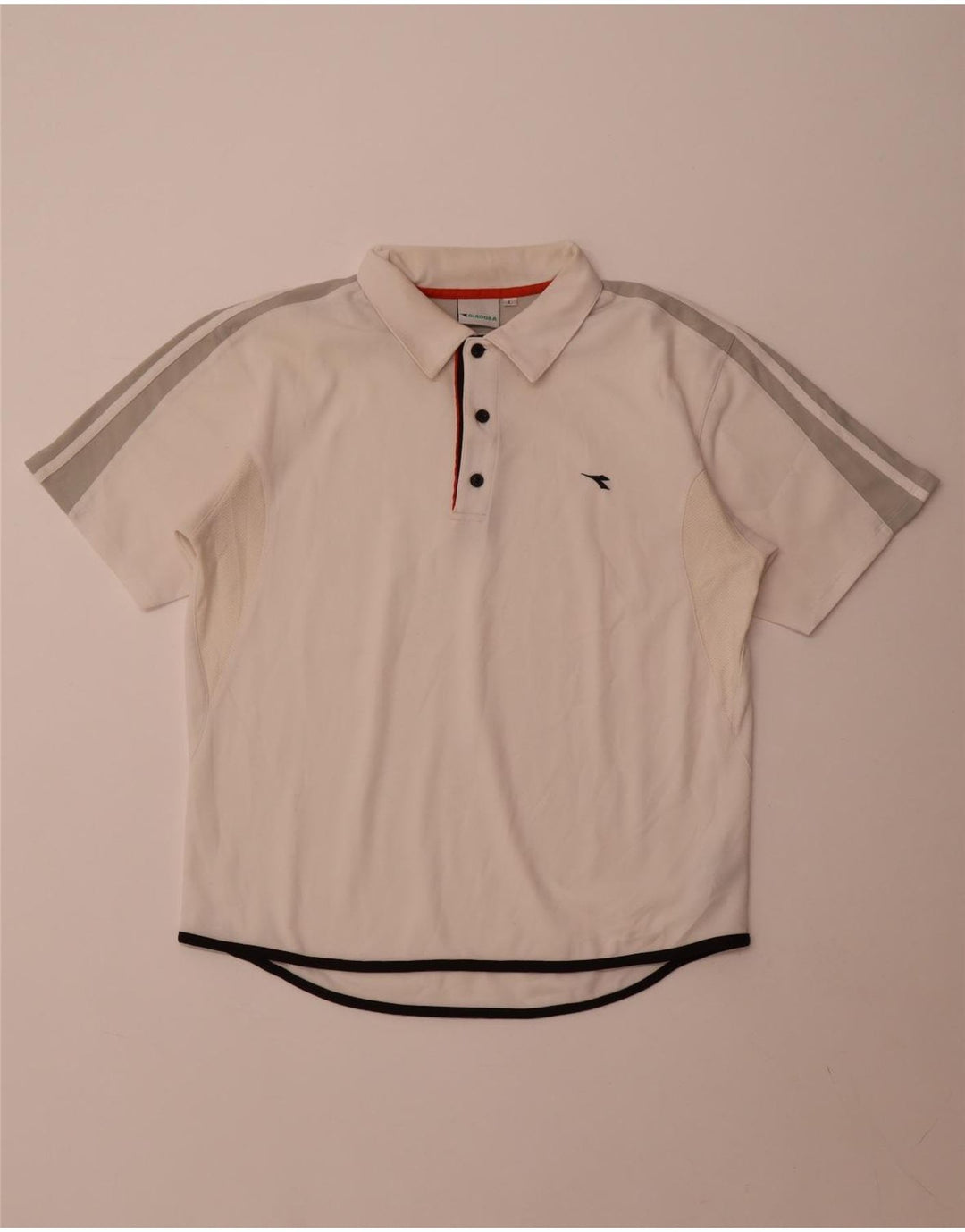 Tricou polo pentru bărbați Diadora, mare, alb, din poliester color bloc