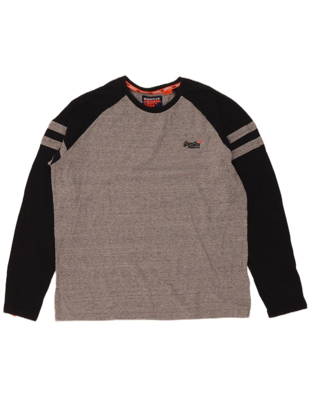 Top pentru bărbați Superdry cu mânecă lungă 2XL, gri, bumbac color bloc