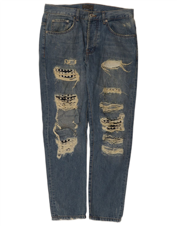 Blugi pentru bărbați slim învechiți Zara EU 40 Medium L31 L28 Albastru