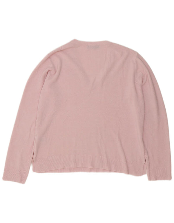 Pulover cu decolteu în V pentru femei Marks & Spencer UK 14, mare, roz acrilic
