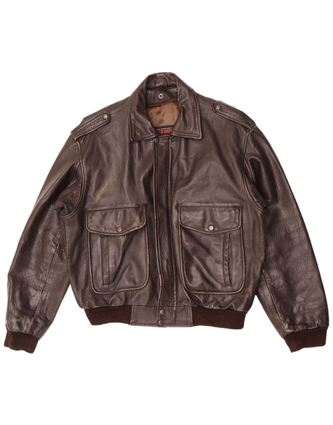 Jachetă din piele pentru bărbați Bomb Boogie Sky Loose Fit UK 38 Maro Mediu