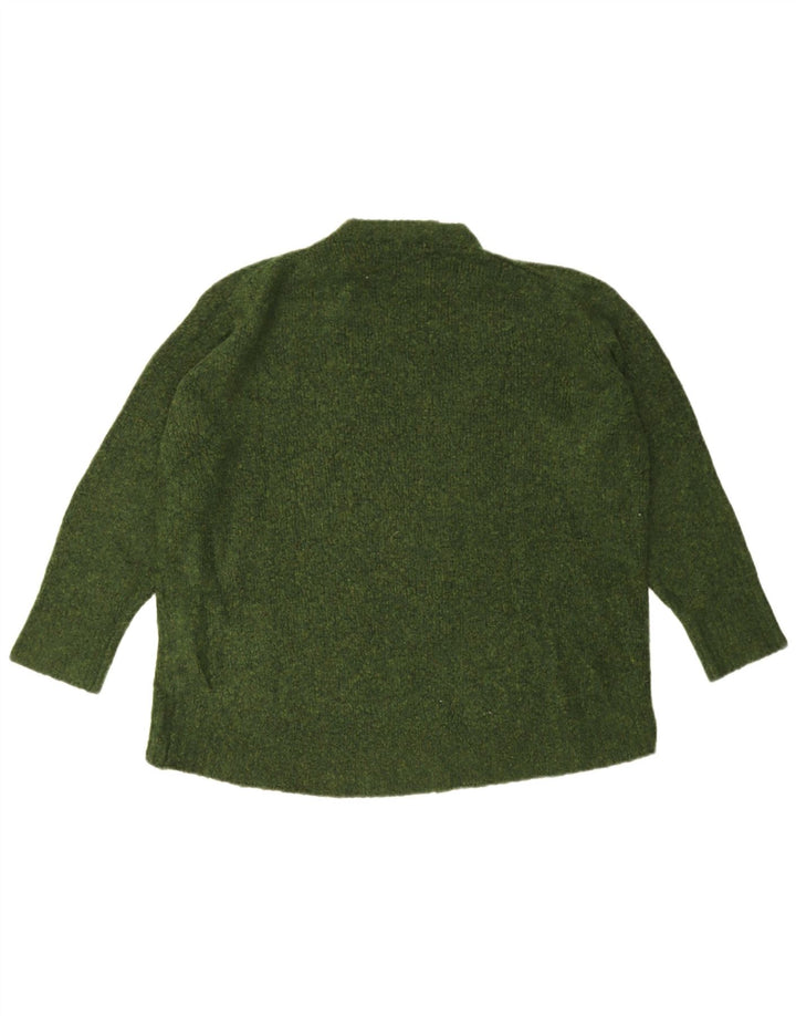 Pulover supradimensionat pentru femei Zara, cu gâtul turn, Marea Britanie 14, verde mijlocie, pete