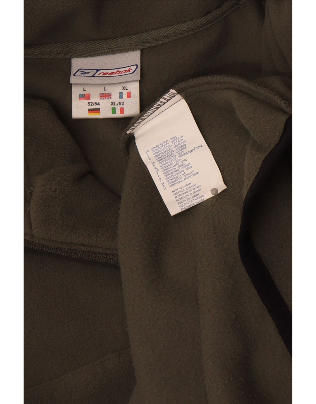 Jumper Reebok pentru bărbați, cu fermoar și gât, din poliester kaki mare