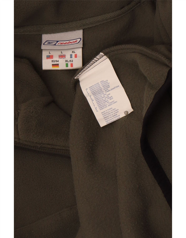 Jumper Reebok pentru bărbați, cu fermoar și gât, din poliester kaki mare