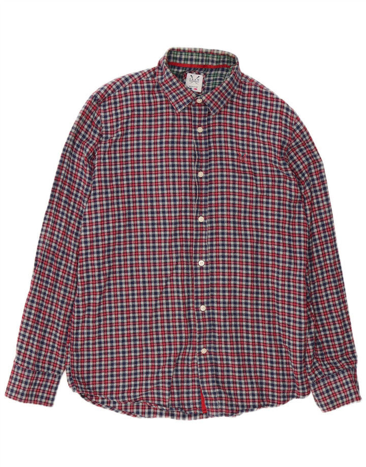 Crew Clothing Cămașă de flanel pentru bărbați, gri mediu, din bumbac
