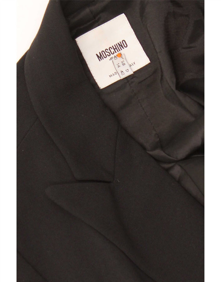 Sacou Moschino pentru femei cu 1 nasture, UK 14 Poliester mediu negru