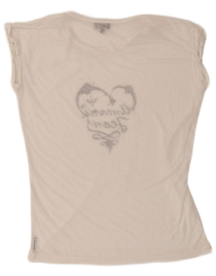 Armani Jeans Tricou cu grafic pentru femei Top EU 40 Medium White