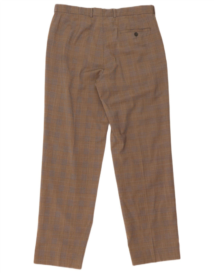 Pantaloni de costum pentru bărbați Marks & Spencer L34 L31, poliester cu carouri maro