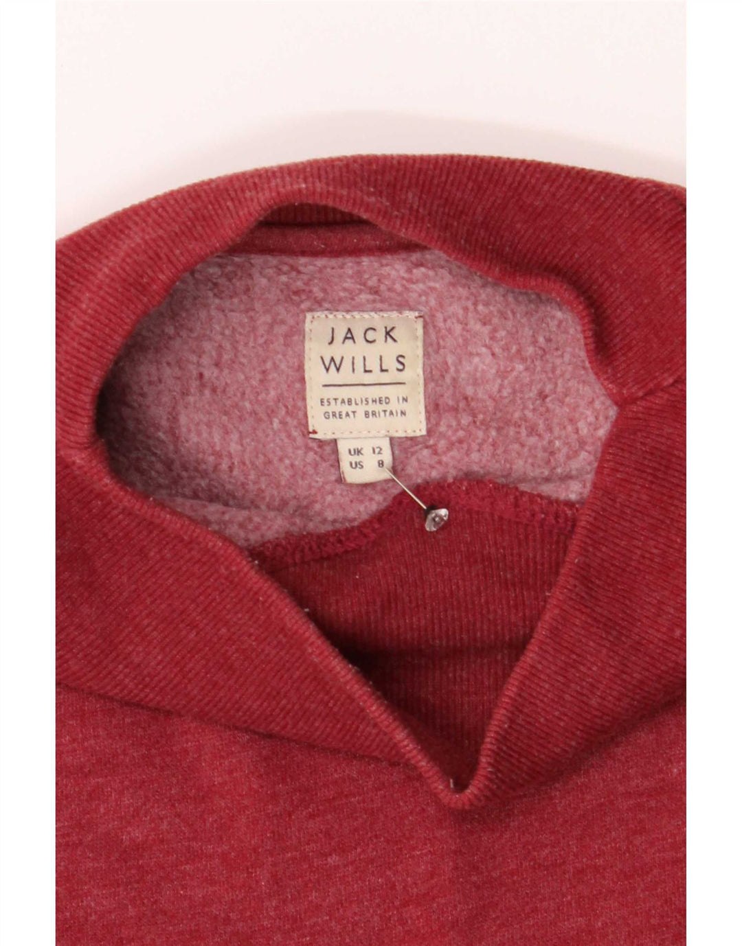 Jack Wills Pulover supradimensionat pentru femei UK 12 Bumbac roșu mediu