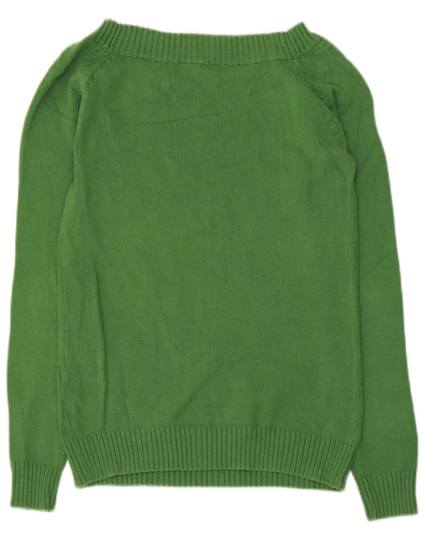 Pulover pentru femeie Zara, cu gât de barcă, UK 14, mare, verde, bumbac