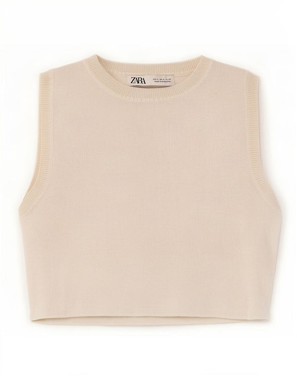 Top cu vestă pentru femei Zara UK 12 Medium White Viscose