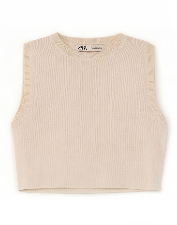 Top cu vestă pentru femei Zara UK 12 Medium White Viscose