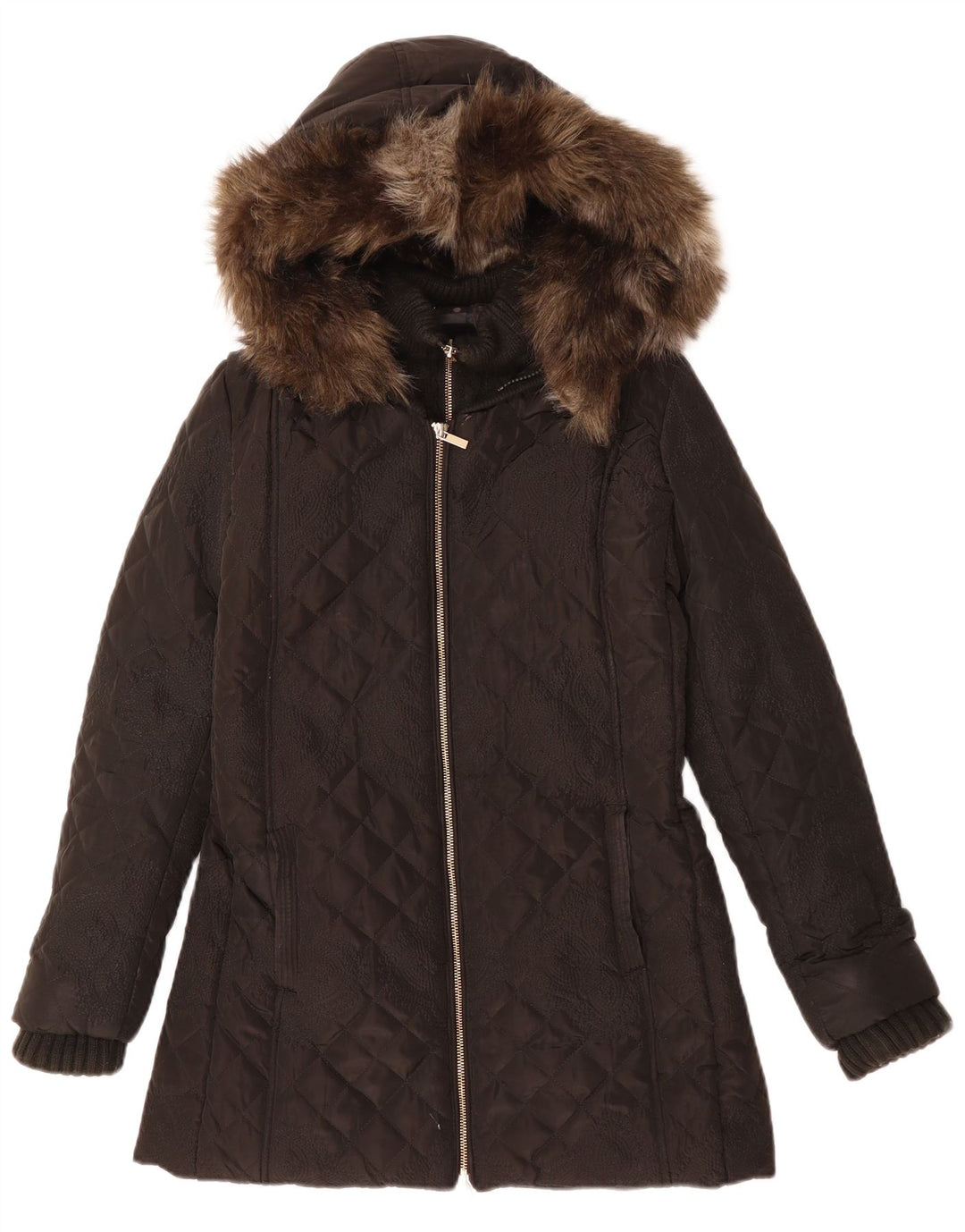 DESIGUAL Jachetă matlasată cu glugă pentru femei EU 38 Medium Black Paisley