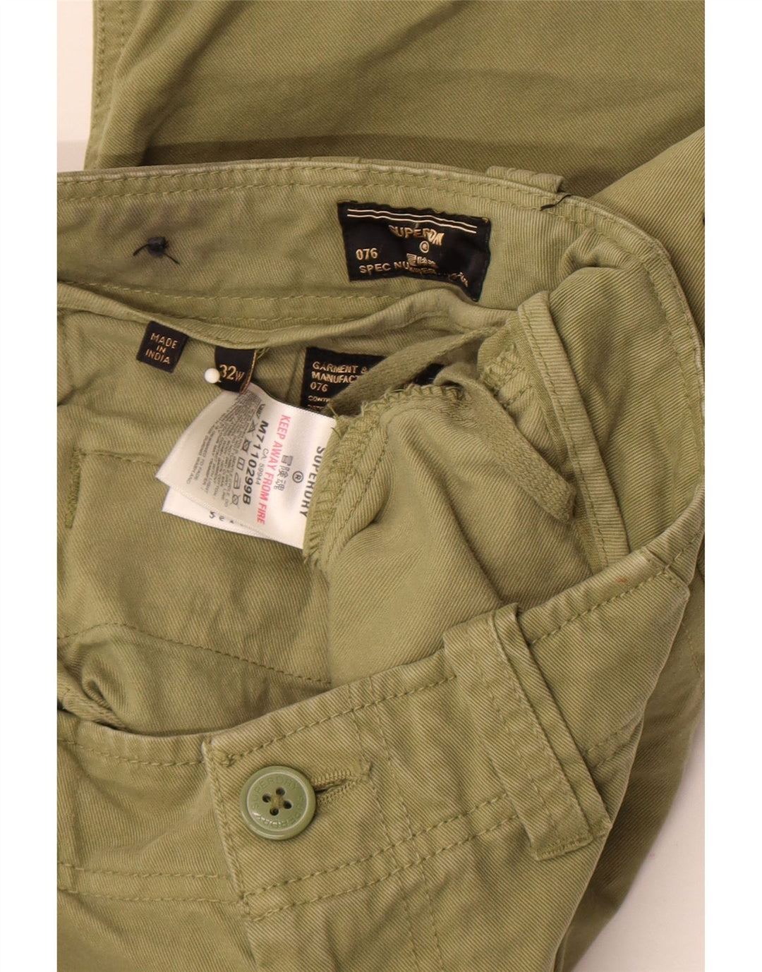 Pantaloni scurti cargo Superdry pentru bărbați W32, bumbac mediu kaki