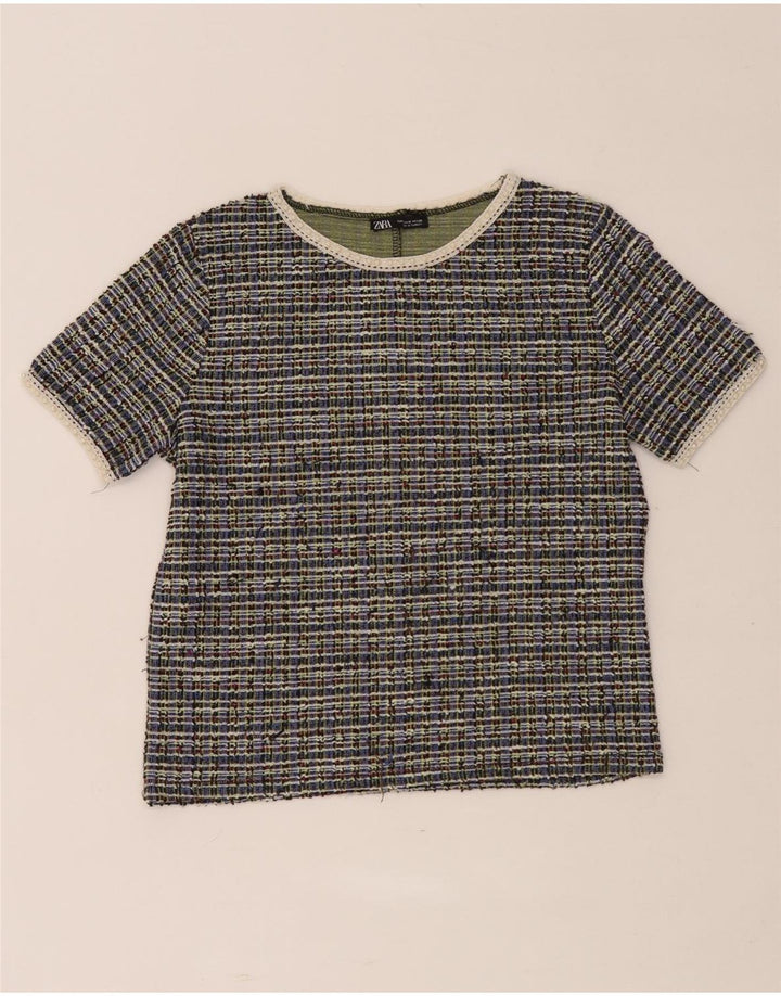 Tricou Crop pentru femei Zara UK 12 Poliester caros mediu multicolor