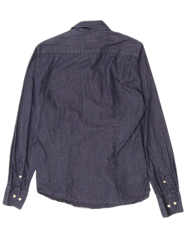 Cămașă Barbour de denim croită pentru bărbați, bumbac, albastru bleumarin