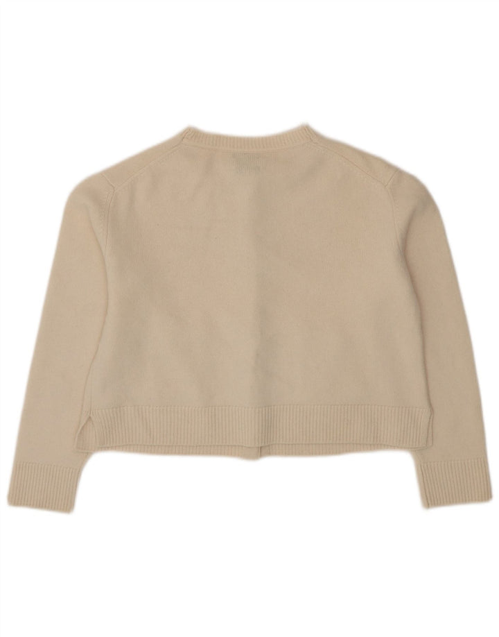 Pulover cardigan crop Massimo Dutti pentru femei UK 14 Medium Beige Lână