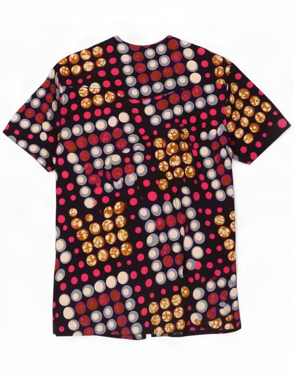 Vintage Bluză cu mânecă scurtă pentru femei UK 12 Medium Bleumarin Geometric