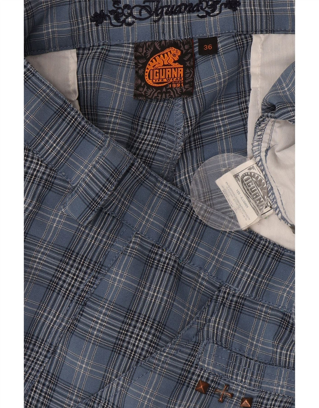 Pantaloni scurți chino pentru bărbați IGUANA W36 Large Blue Check Poliester