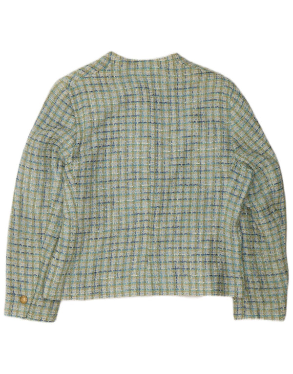 Jachetă pentru femei Marks & Spencer cu 4 nasturi, UK 18 XL, viscoză verde cu check