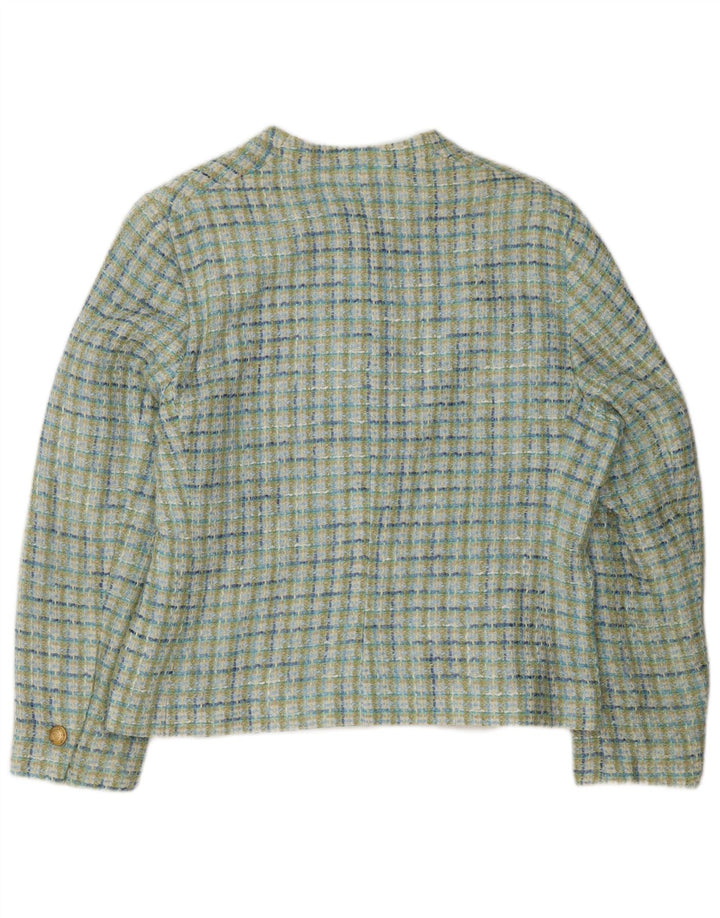 Jachetă pentru femei Marks & Spencer cu 4 nasturi, UK 18 XL, viscoză verde cu check