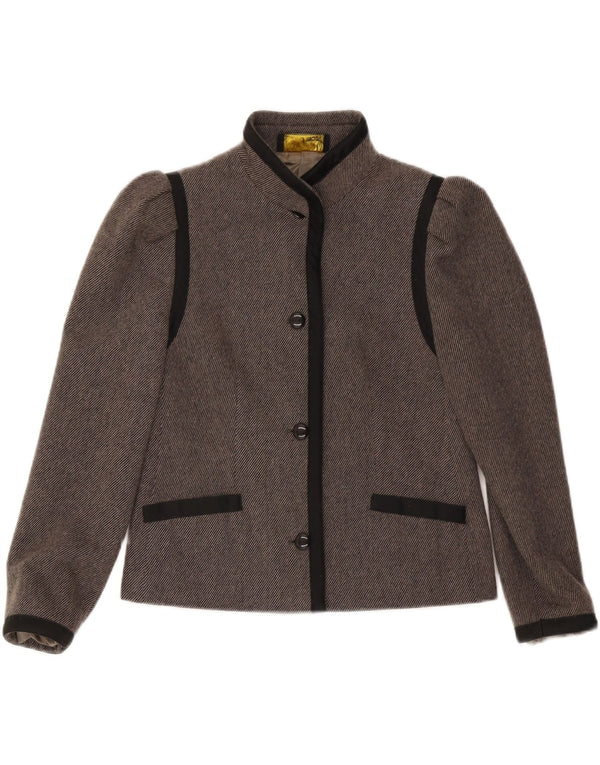 Jachetă vintage pentru femei cu 4 nasturi, UK 36, gri mic, color block